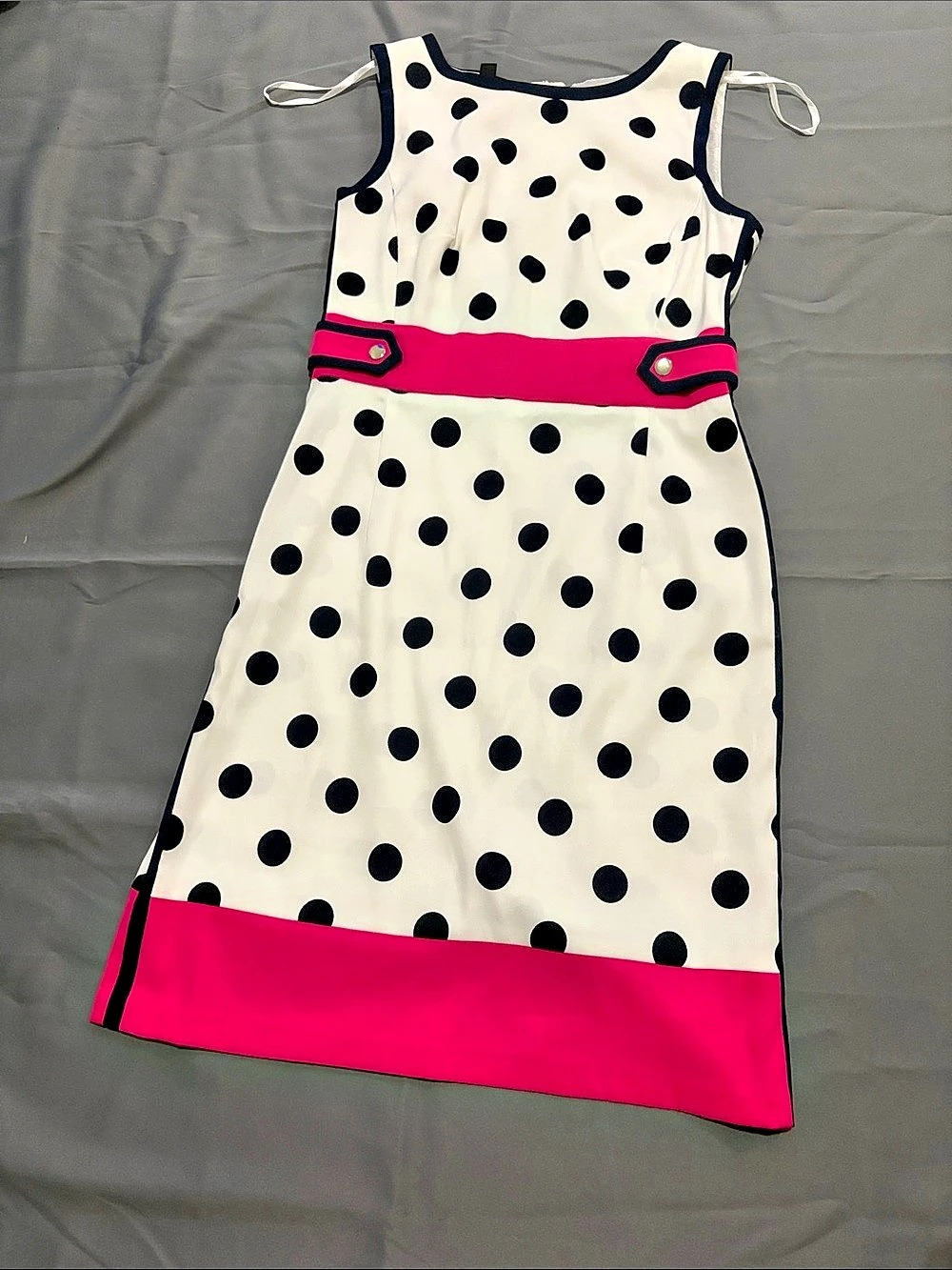 AGB Polka Dot Mini Dress in White & Pink Size 4 Like New